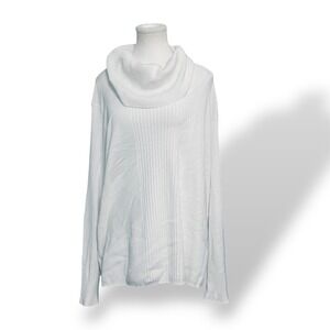 Investments‎ II Womens 2X Cowl Neck Long Sleeve Knit Sweater White Pullover